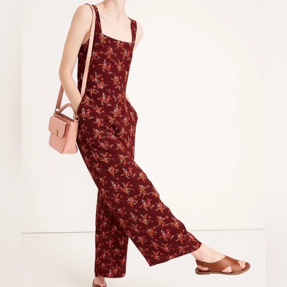 Madewell‎ Apron Bow-Back Wide Leg Jumpsuit Size 4 Windowbox Floral Boho Prairie